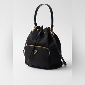 Prada Black Nylon Drawstring bucket bag